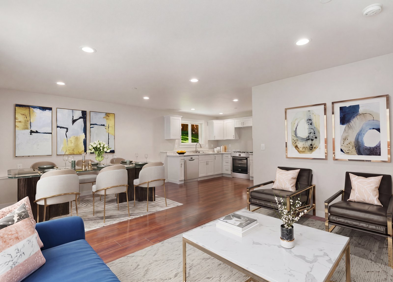 Furnished living and dining area